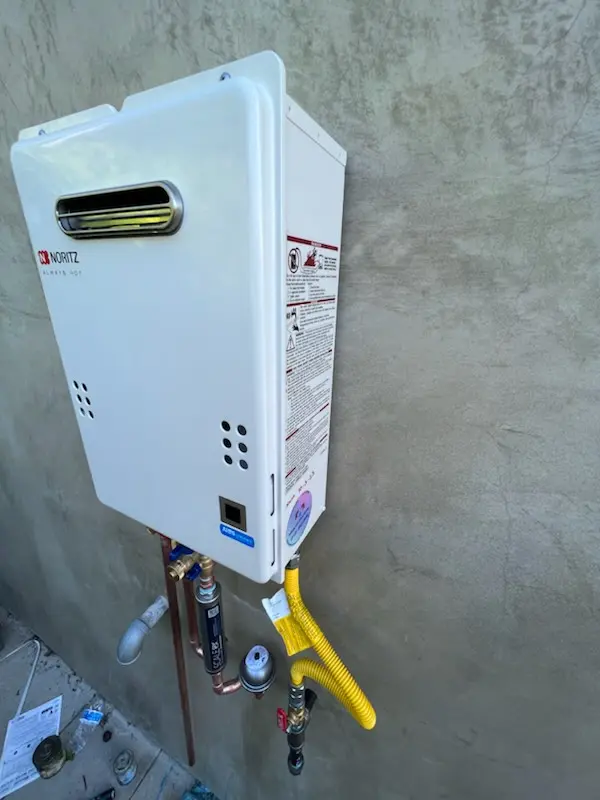 Tankless water heater installation for Heritage Crossing homes